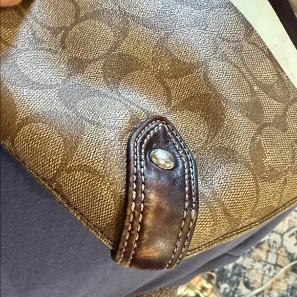 Coach Brown and Cream Signature Stripe Shoulder Bag and crossbody - Picture 11 of 14